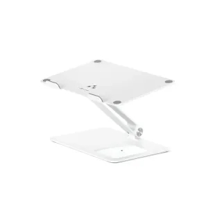 ALOGIC Elite Power laptopställ med trådlös laddningsplatta, vit, justerbar och ergonomisk design