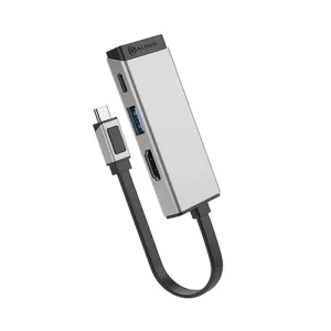 ALOGIC Magforce Trio 3-in-1-USB-C-auf-HDMI-Adapter mit fest angebrachtem Kabel, kompaktes Design in Silber und Schwarz