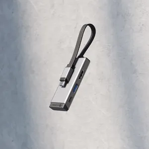 Alogic Magforce Trio 3-in-1 USB-C-auf-HDMI-Adapter in Silber und Schwarz mit HDMI-, USB-A- und USB-C-Anschlüssen