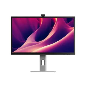 ALOGIC Clarity Pro Touch 27-tuumainen 4K-näyttö sisäänvedettävällä verkkokameralla ja hopeisella jalustalla