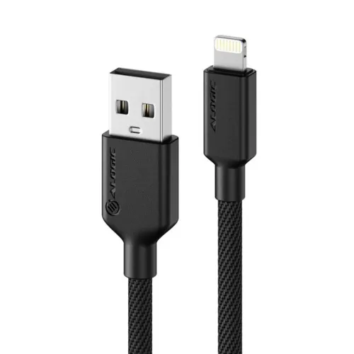 ALOGIC Elements PRO USB-A til Lightning-kabel med flettet sort design og stik med logo