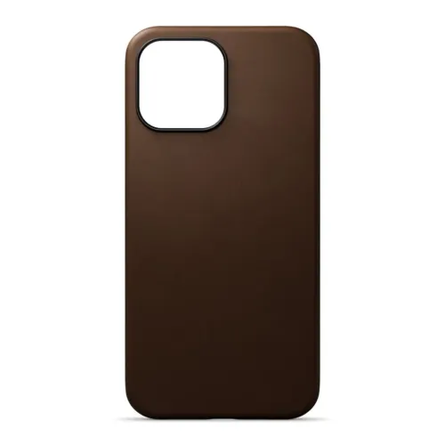 Journey brunt lædercover til iPhone 13 Pro Max med stor kameraudskæring og slankt, afrundet design