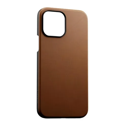 Journey-Lederhülle für iPhone 13 Pro Max in Hellbraun, schlanke MagSafe-kompatible Smartphone-Hülle mit schwarzem Rand