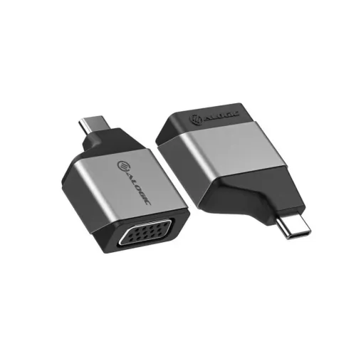 Alogic Ultra Mini USB-C–VGA adapter kompaktse kosmosehalli disainiga, USB-C-pistiku ja VGA-liidesega
