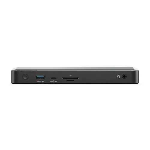 ALOGIC PRIME MX3 universaldocka, framifrån, med USB-A, USB-C, SD-kortplats och ljuduttag