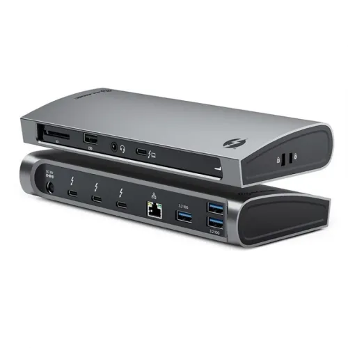 ALOGIC "Thunderbolt 4 BLAZE" aliumininė prijungimo stotelė su SD kortelių skaitytuvu, garso, USB-C TB4 x3, Ethernet ir USB-A prievadais.