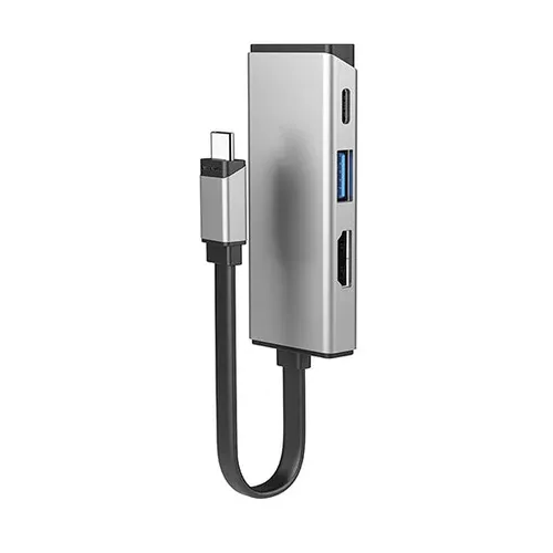 ALOGIC Magforce Trio 3-i-1 USB-C-til-HDMI-adapter med USB-A-port, vist i stellargrå