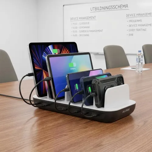 ALOGIC 7-Port-USB-C-Desktop-Ladestation zum Halten und Laden mehrerer Smartphones und Tablets auf einem Besprechungstisch