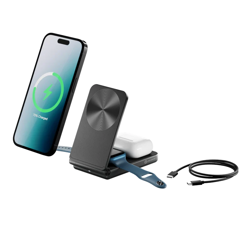 ALOGIC YOGA 3-in-1 Wireless Charging Stand - Fast Qi2 Certified, Compatible with Apple Watch and Smart Design - Black