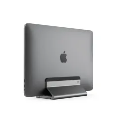 ALOGIC Bolt Adjustable Space Grey Aluminium Laptop Stand with Protective Silicon Pads and Universal Compatibility.