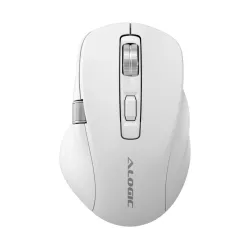 ALOGIC APEX Bluetooth USB-C uppladdningsbar programmerbar mus med 7 tangenter i vitt med ergonomisk design och anpassningsbara kontroller för alla enheter