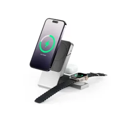 ALOGIC MagSafe -virtapankki pöytätelakalla ja Apple Watch -laturilla sis. 30W USB-C-virtalähde - Musta