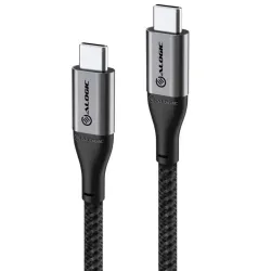 ALOGIC Ultra USB-C till USB-C-kabel 1,5 m Space Grey, tålig nylonkonstruktion, 5A laddning, 480 Mbps dataöverföring, 2 års garanti