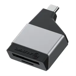 ALOGIC Ultra Mini USB-C-kortläsare med kortplatser för SD och MicroSD, kompakt och portabel design.