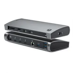 ALOGIC Thunderbolt 4 BLAZE Dock -telakka, jossa on 90 W:n virransyöttö, kolme Thunderbolt-ulostuloa ja kahden 4K-näytön tuki.