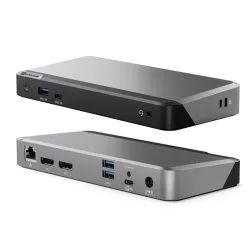 ALOGIC PRIME MX2 Universal Dock med dubbla 4K-skärmar och 65W Power Delivery för ökad produktivitet.