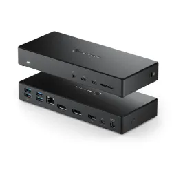 ALOGIC USB-C Triple Display Docking Station with 100W Power Delivery and multiple ports for laptop connectivity.