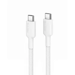 ALOGIC Elements PRO 2m USB-C to USB-C cable in white for 5A fast charging and data transfer, durable design with enhanced strain relief