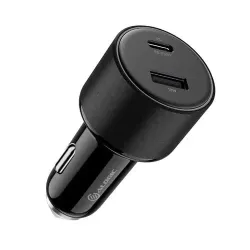 ALOGIC Rapid Power 100W billaddare med USB-C- och USB-A-portar, laddning av två enheter, snabbladdning, elegant rymdgrå, perfekt för resan